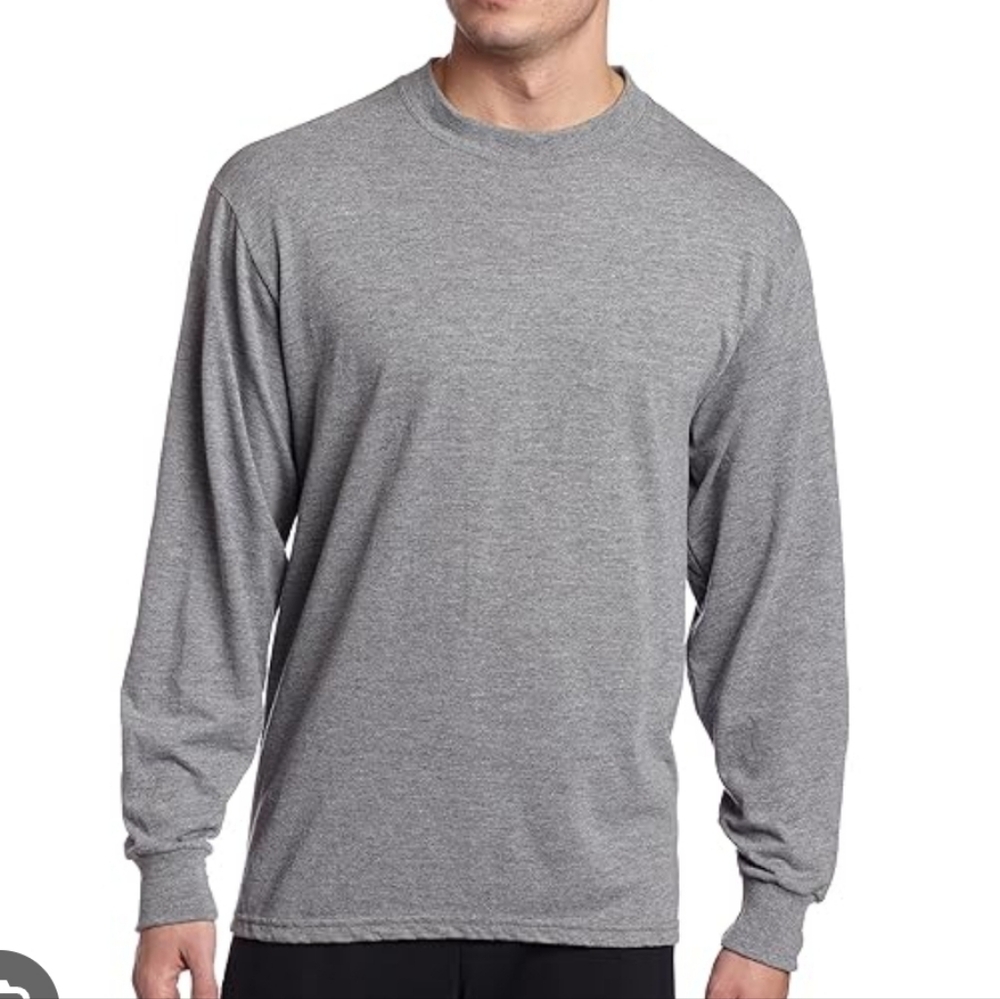 Gildan Heavy Cotton Gray Long Sleeve Shirt Sz Lg